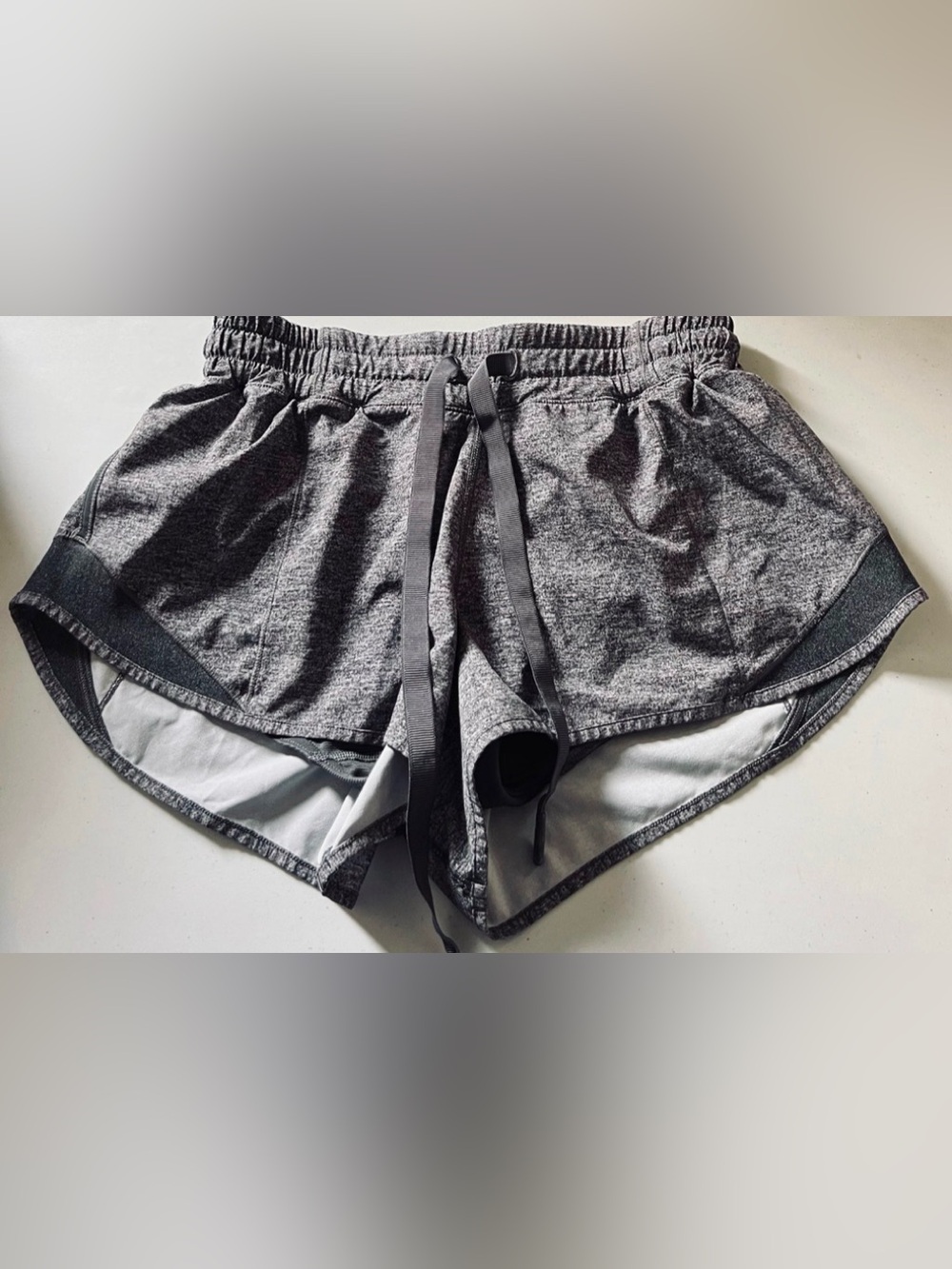 lululemon athletica Heathered Gray Running Shorts with Drawstring